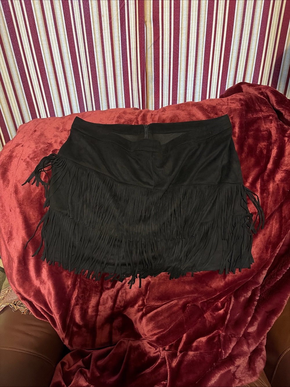 Black Fringe Mini Skirt — Sleek Statement Piece Xl